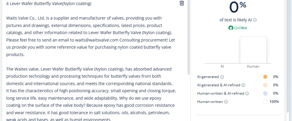 Lever Wafer Concentric Butterfly Valve Nylon Coated Disc